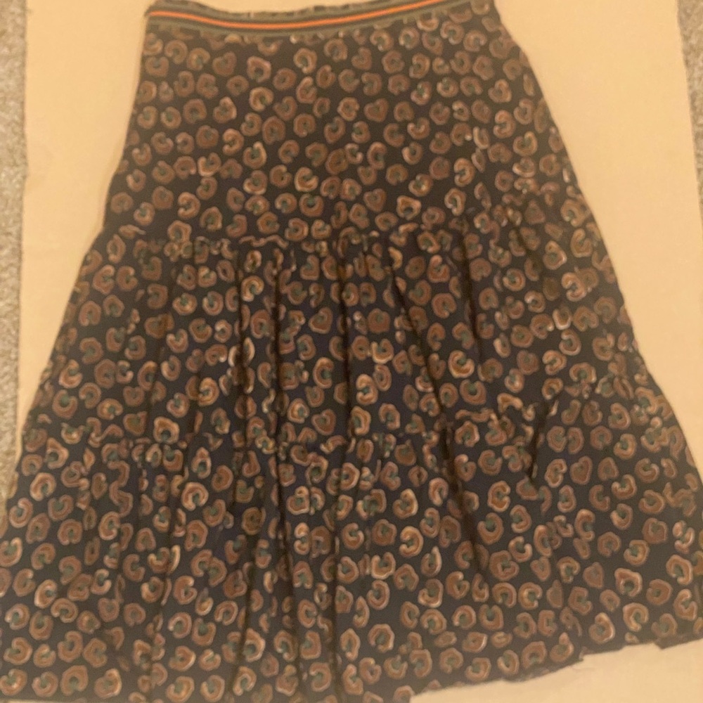 Brown and Tan Tiered A-Line Midi Skirt for Casual Wear